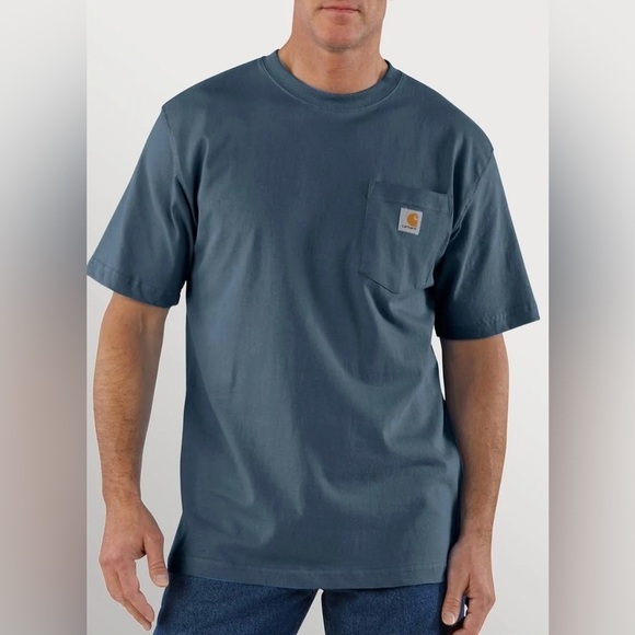 Carhartt Men’s Loose Fit Heavyweight Short Sleeve Pocket color:bluestone XL - Picture 1 of 11